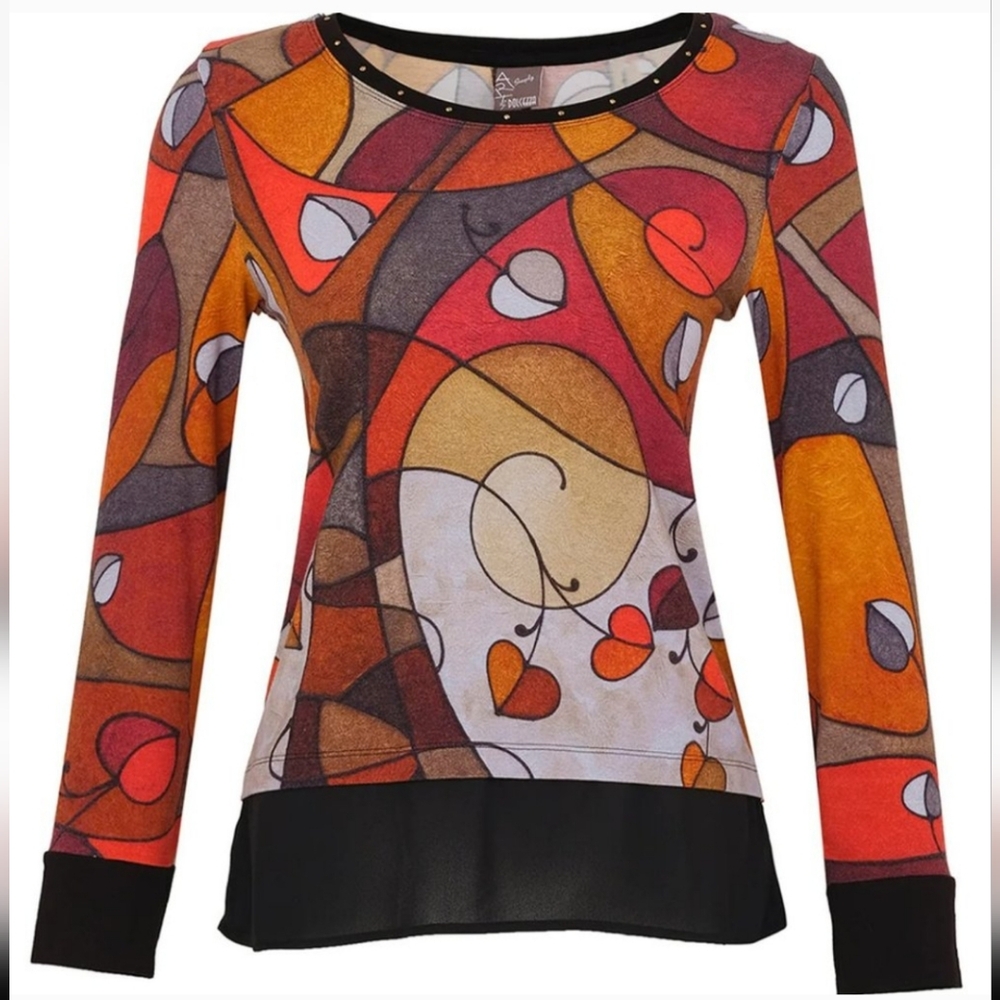 Dolcezza Simply Art | Heart Leaves Abstract Tunic Top * NWT - Picture 11 of 12